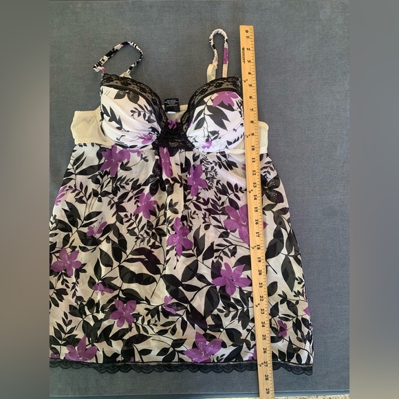 Womens Apt 9 Intimates Purple Floral Lace Chiffon Spaghetti Strap Lingerie XL - Picture 9 of 9